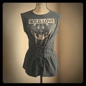 Express size s peplum grey corset tank